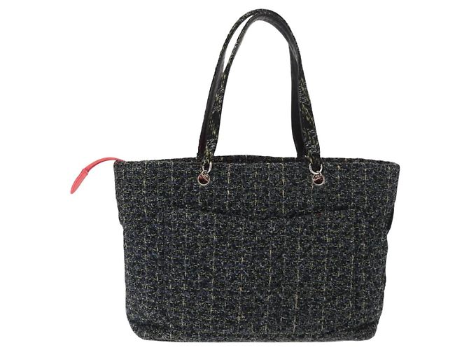 Borsa tote Cambon di CHANEL in tweed blu navy argento CC Auth bs29930 - vista 2