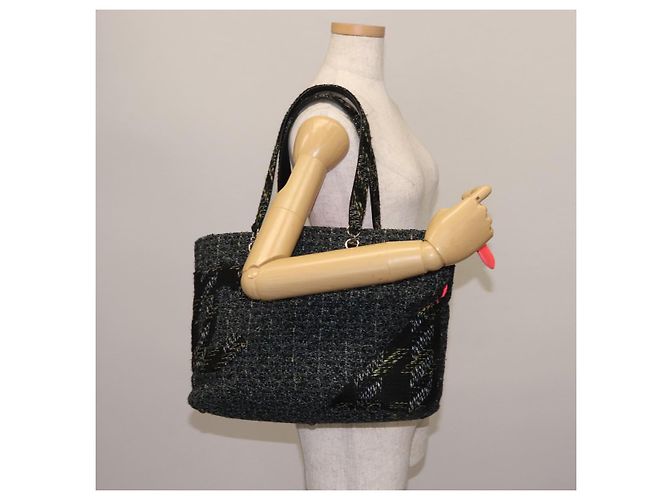 Borsa tote Cambon di CHANEL in tweed blu navy argento CC Auth bs29930 - vista 22