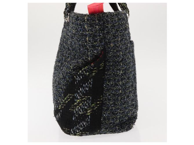 Borsa tote Cambon di CHANEL in tweed blu navy argento CC Auth bs29930 - vista 3