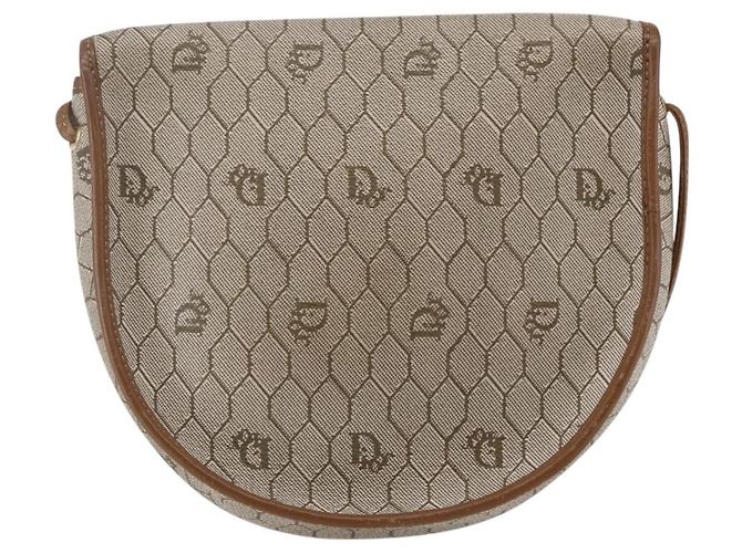 Christian Dior Borsa a spalla in tela a nido d'ape in PVC pelle beige Auth BA6819 - vista 2