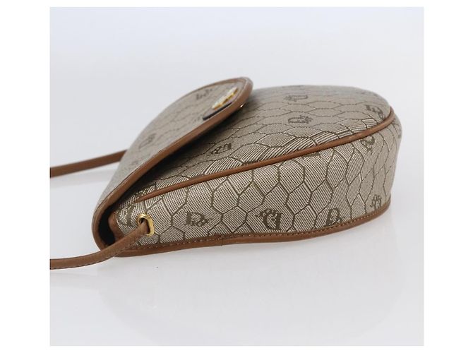 Christian Dior Borsa a spalla in tela a nido d'ape in PVC pelle beige Auth BA6819 - vista 3