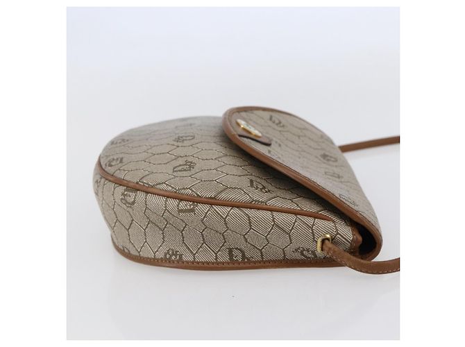 Christian Dior Borsa a spalla in tela a nido d'ape in PVC pelle beige Auth BA6819 - vista 4
