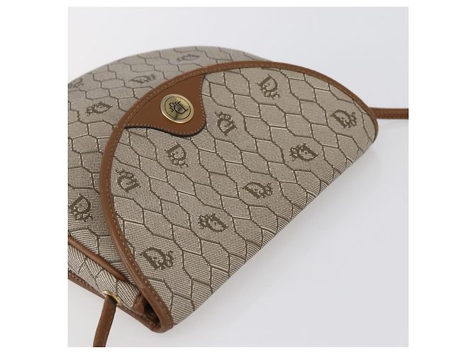 Christian Dior Borsa a spalla in tela a nido d'ape in PVC pelle beige Auth BA6819 - vista 6