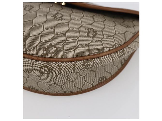 Christian Dior Borsa a spalla in tela a nido d'ape in PVC pelle beige Auth BA6819 - vista 9
