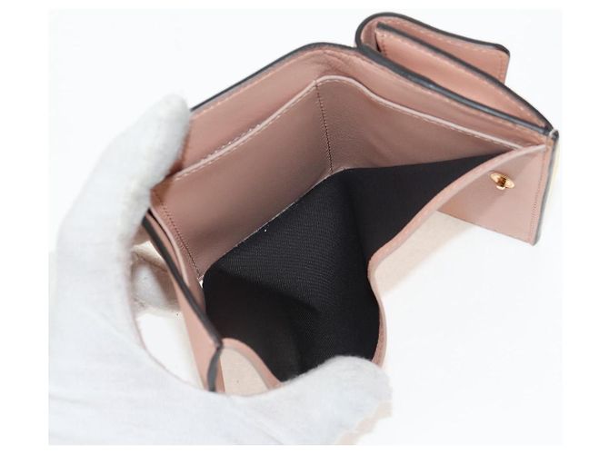 FENDI Zucca Canvas Trifold Wallet Leather Pink Gold Auth BA6630M - view 11