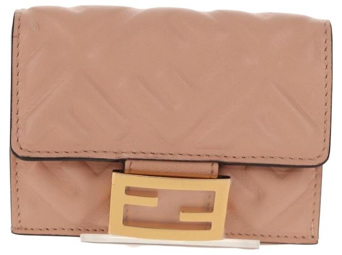 FENDI Zucca Canvas Trifold Wallet Leather Pink Gold Auth BA6630M - view 13