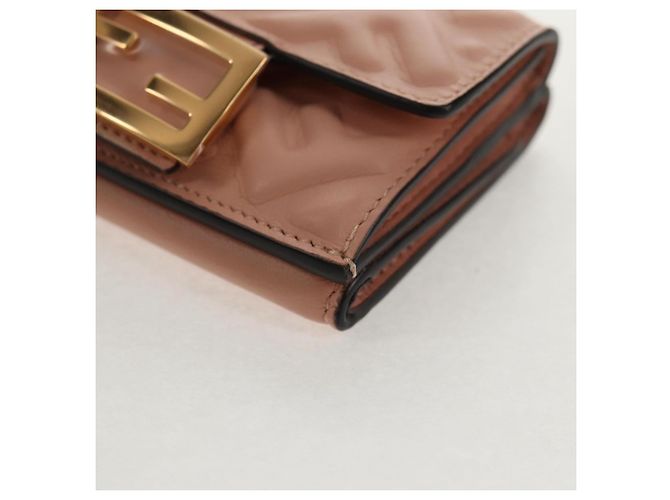 FENDI Zucca Canvas Trifold Wallet Leather Pink Gold Auth BA6630M - view 14
