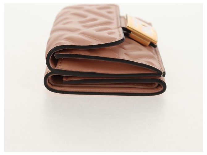 FENDI Zucca Canvas Trifold Wallet Leather Pink Gold Auth BA6630M - view 3