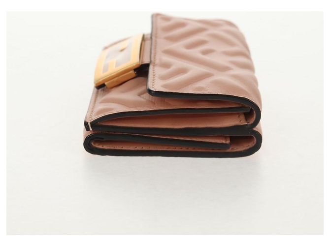 FENDI Zucca Canvas Trifold Wallet Leather Pink Gold Auth BA6630M - view 4