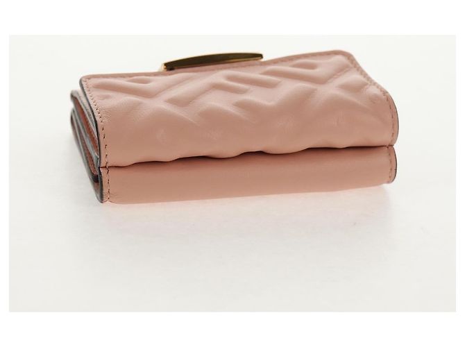 FENDI Zucca Canvas Trifold Wallet Leather Pink Gold Auth BA6630M - view 5