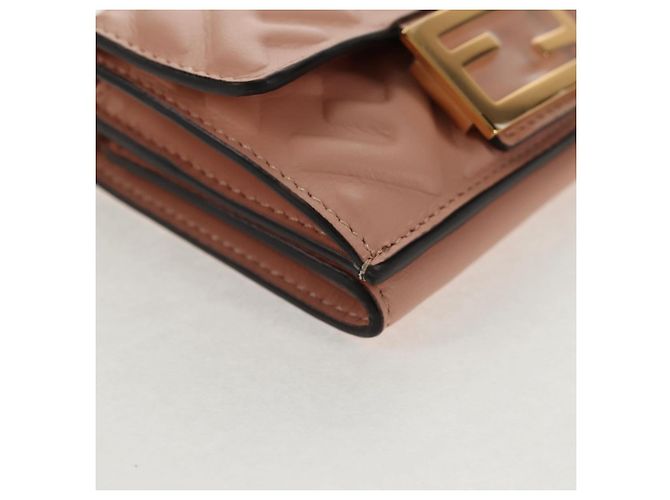 FENDI Zucca Canvas Trifold Wallet Leather Pink Gold Auth BA6630M - view 7