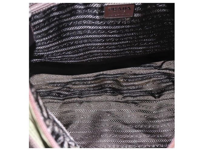 PRADA Tote Bag aus Nylon Khaki Silber authentisch bs29971 - Ansicht 10