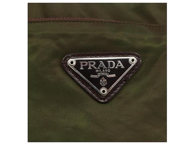 PRADA Tote Bag aus Nylon Khaki Silber authentisch bs29971 - Ansicht 18