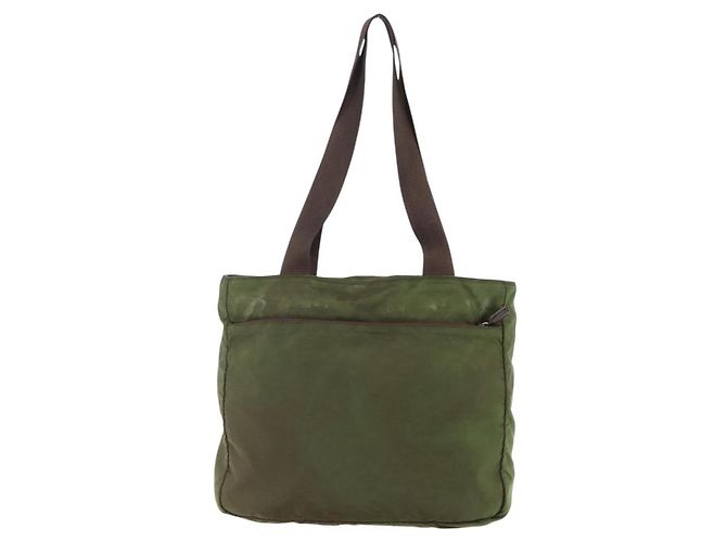 PRADA Tote Bag aus Nylon Khaki Silber authentisch bs29971 - Ansicht 2