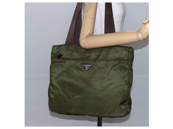 PRADA Tote Bag aus Nylon Khaki Silber authentisch bs29971 - Ansicht 24
