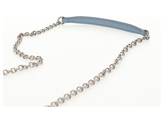 PRADA Borsa a Spalla con Catena Nylon Azzurro Chiaro Argento Auth 145974M Blu chiaro - vista 15