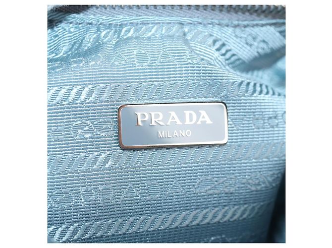 PRADA Borsa a Spalla con Catena Nylon Azzurro Chiaro Argento Auth 145974M Blu chiaro - vista 22