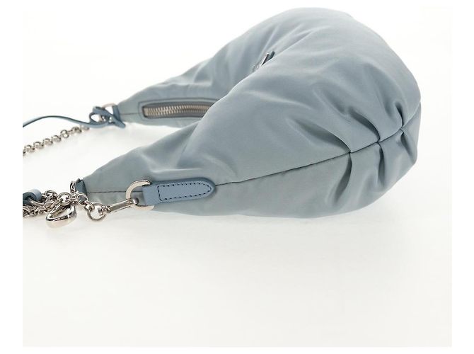 PRADA Borsa a Spalla con Catena Nylon Azzurro Chiaro Argento Auth 145974M Blu chiaro - vista 3