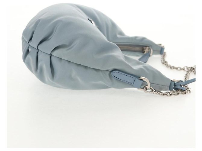 PRADA Borsa a Spalla con Catena Nylon Azzurro Chiaro Argento Auth 145974M Blu chiaro - vista 4