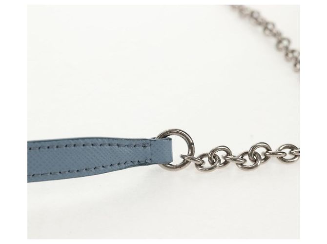 PRADA Borsa a Spalla con Catena Nylon Azzurro Chiaro Argento Auth 145974M Blu chiaro - vista 8