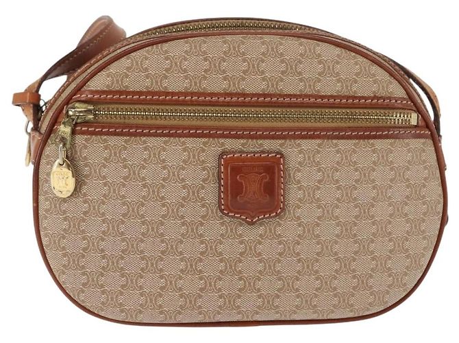 Céline Borsa a Spalla in Tela Macadam CELINE PVC Beige Oro Auth BA6725 D'oro - vista 13