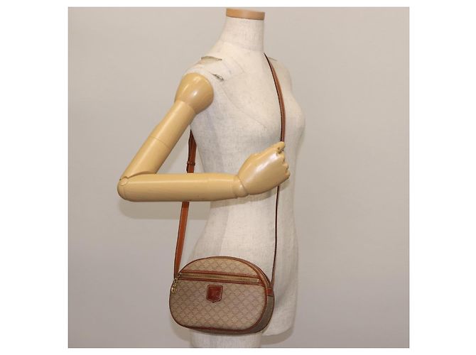 Céline Borsa a Spalla in Tela Macadam CELINE PVC Beige Oro Auth BA6725 D'oro - vista 24