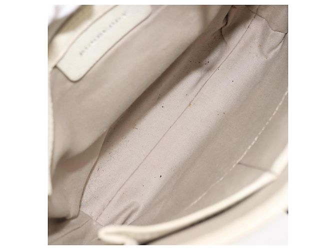 Burberry Bolsa de Ombro Nova Check em Lona Bege e Branca Auth BA6890 Branco - vista 12