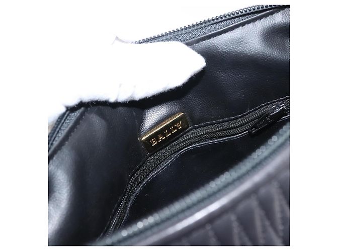 BALLY Borsa a Spalla a Catena in Pelle Nera Auth 145489 Nero - vista 11