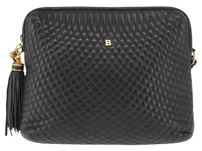 BALLY Borsa a Spalla a Catena in Pelle Nera Auth 145489 Nero - vista 13