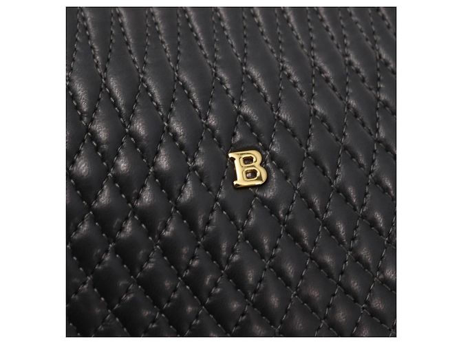 BALLY Borsa a Spalla a Catena in Pelle Nera Auth 145489 Nero - vista 17