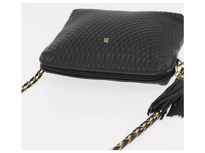BALLY Borsa a Spalla a Catena in Pelle Nera Auth 145489 Nero - vista 6