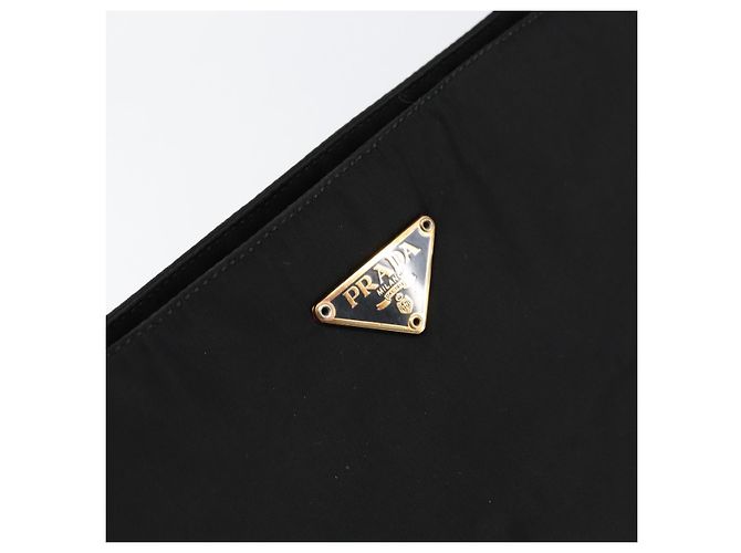 PRADA Borsa a mano in nylon nero e oro Auth 151341 D'oro - vista 17