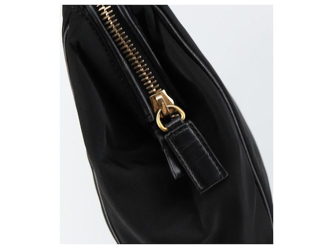 PRADA Borsa a mano in nylon nero e oro Auth 151341 D'oro - vista 18