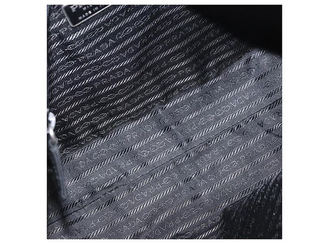 Borsa a mano PRADA in nylon nero argento Auth BA8490 - vista 11