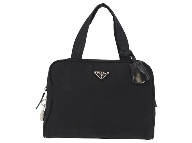 Borsa a mano PRADA in nylon nero argento Auth BA8490 - vista 13
