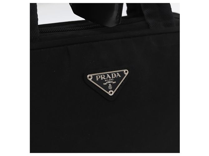 Borsa a mano PRADA in nylon nero argento Auth BA8490 - vista 18