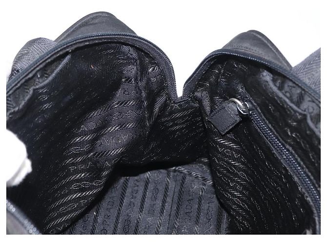 Borsa a mano PRADA in nylon nero argento Auth BA8490 - vista 21