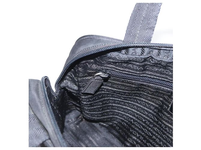Borsa a mano PRADA in nylon nero argento Auth BA8490 - vista 22