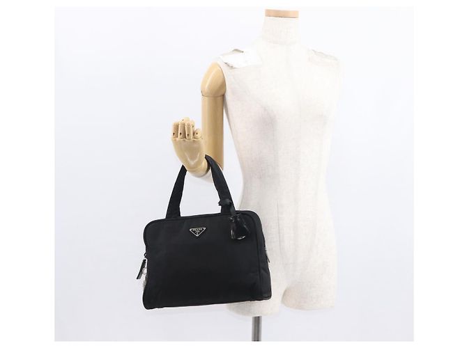 Borsa a mano PRADA in nylon nero argento Auth BA8490 - vista 24