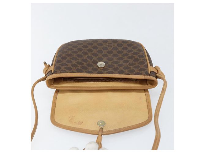 Céline Borsa a Spalla in Tela Macadam CELINE in Pelle PVC Marrone Oro Auth BA8390 D'oro - vista 10