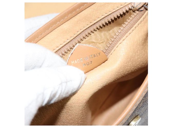 Céline Borsa a Spalla in Tela Macadam CELINE in Pelle PVC Marrone Oro Auth BA8390 D'oro - vista 12
