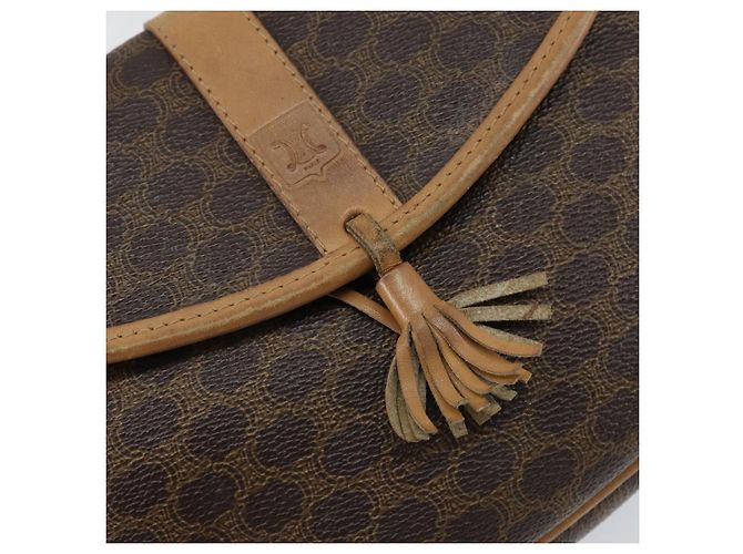 Céline Borsa a Spalla in Tela Macadam CELINE in Pelle PVC Marrone Oro Auth BA8390 D'oro - vista 17