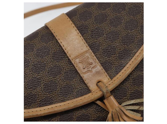 Céline Borsa a Spalla in Tela Macadam CELINE in Pelle PVC Marrone Oro Auth BA8390 D'oro - vista 18