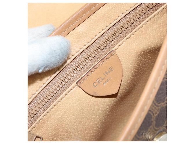 Céline Borsa a Spalla in Tela Macadam CELINE in Pelle PVC Marrone Oro Auth BA8390 D'oro - vista 19