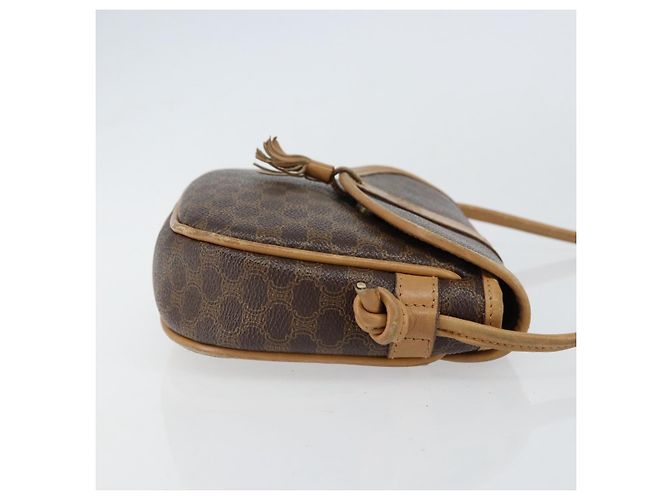 Céline Borsa a Spalla in Tela Macadam CELINE in Pelle PVC Marrone Oro Auth BA8390 D'oro - vista 3