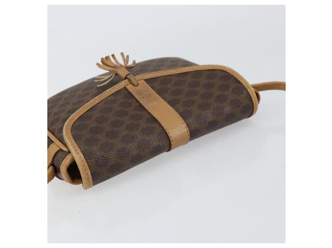 Céline Borsa a Spalla in Tela Macadam CELINE in Pelle PVC Marrone Oro Auth BA8390 D'oro - vista 6