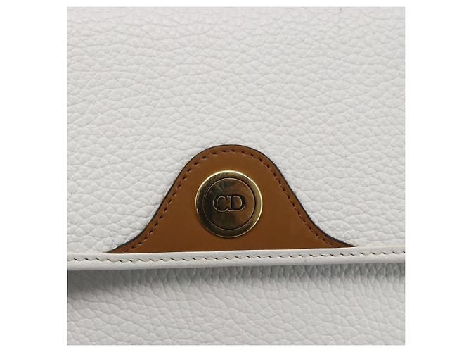 Borsa a Spalla Christian Dior in Pelle Bianca e Oro Auth BA8403 Bianco D'oro - vista 10