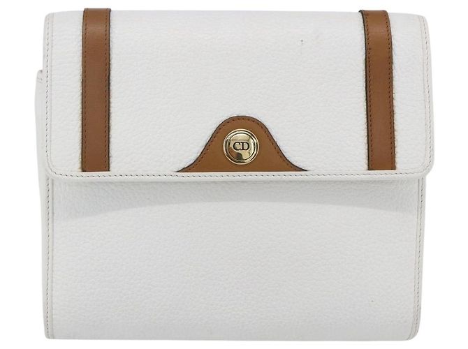 Borsa a Spalla Christian Dior in Pelle Bianca e Oro Auth BA8403 Bianco D'oro - vista 13