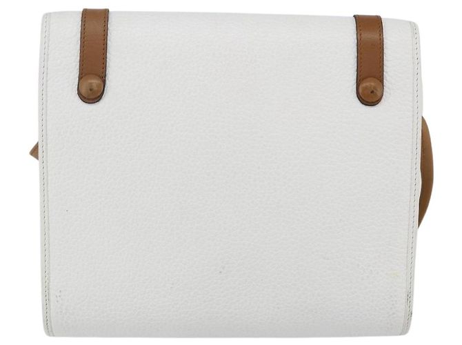 Borsa a Spalla Christian Dior in Pelle Bianca e Oro Auth BA8403 Bianco D'oro - vista 2