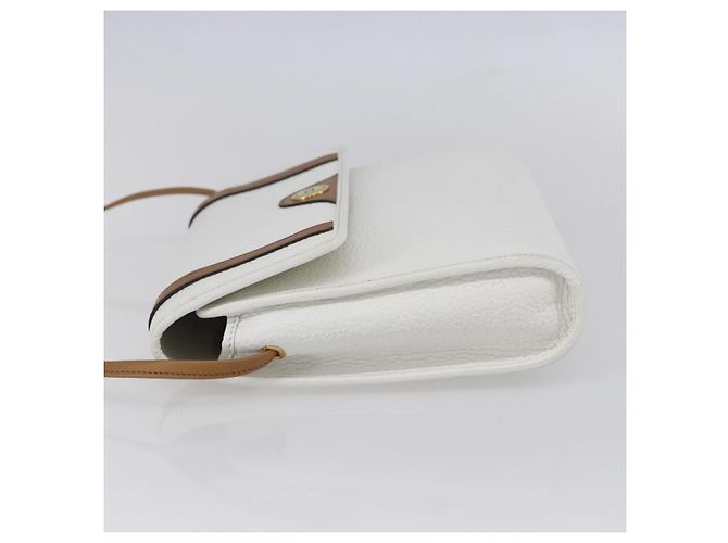 Borsa a Spalla Christian Dior in Pelle Bianca e Oro Auth BA8403 Bianco D'oro - vista 3